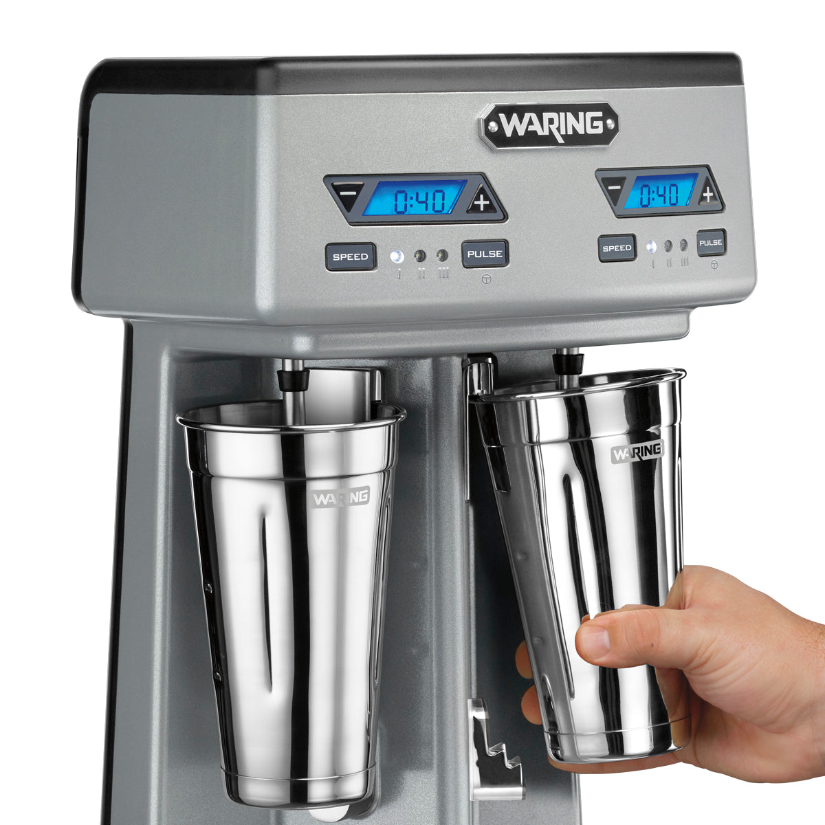 WDM240TX Heavy-Duty Double-Spindle Drink Mixer with Timer & Hands Free Operation by Waring Commercial-1