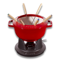 STAUB Cast Iron Fondue Set — Cherry Red | Premium Entertaining for Home & Restaurant