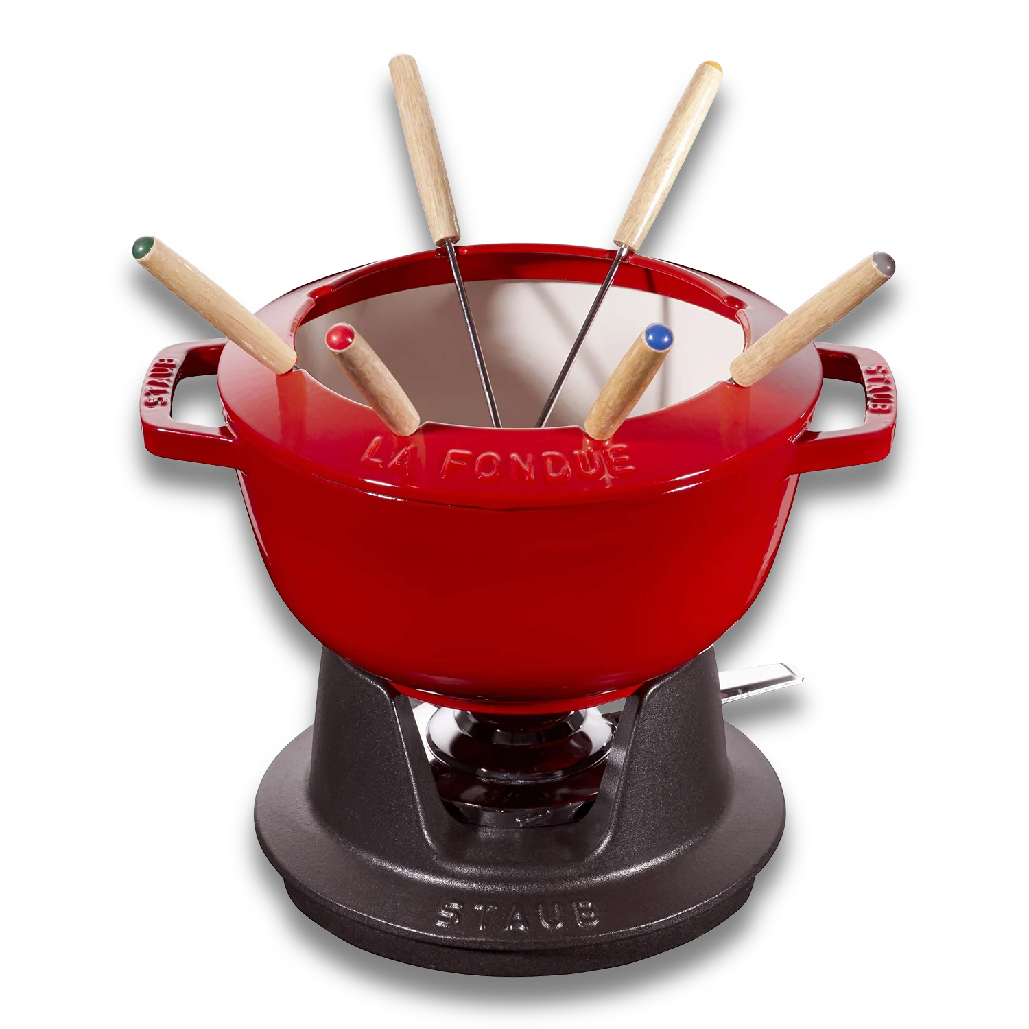 STAUB Cast Iron Fondue Set — Cherry Red | Premium Entertaining for Home & Restaurant