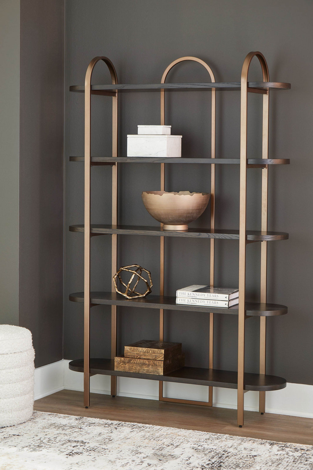Brentmour - Bookcase - Brown / Gold Finish-2
